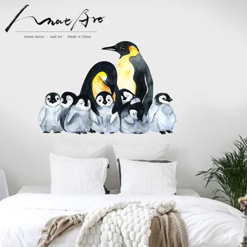 Pingvin Stenske Nalepke za otroke sobe Sodoben Nordijski Doma Dekor Dodatki za Živali, Akvarel wall art nalepke ozadje ljubezen