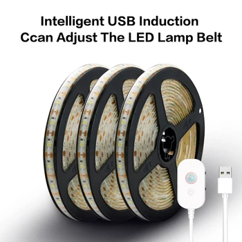 USB LED Senzor Svetlobni Trak 1M 2M 3M 4M 5M soba belo vodotesno Luči traku 5v 2835 smd tv božič ozadja led žarnico, trak