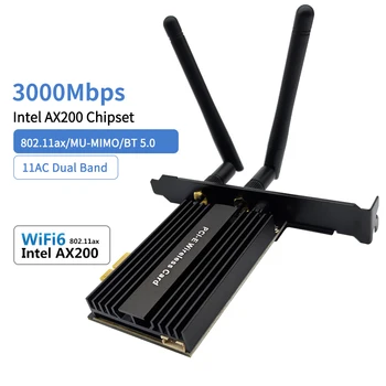 3000Mbps Dual Band Wireless Desktop PCIe Za Intel AX200 Pro Kartica 802.11 ax 2.4 G/5Ghz Bluetooth 5.0 PCI Express WiFi 6 Adapter