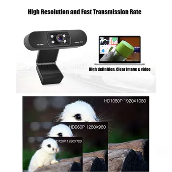 1080P HD Webcam HDTV Video Calling Telekonferenco z vgrajenim Mikrofonom Kamera za Prenosni računalnik Desktop Web cam z stojalom
