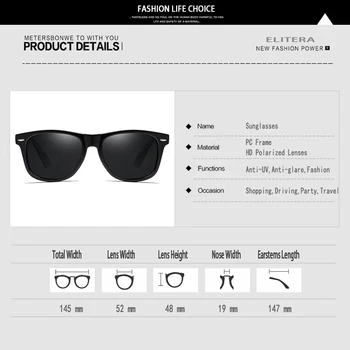 ELITERA Klasičnih Polarizirana sončna Očala Moški Ženske blagovne Znamke Design Vožnje Kvadratni Okvir sončna Očala UV400