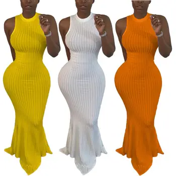 Ženske brez Rokavov Barva Potopljene Trak Fishtail Obleko 2020 prišlekov Obleko Evropski in Ameriški Oblačila