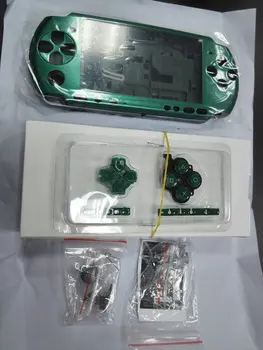 Zelena Celotno Ohišje Lupino Faceplate Primeru Popravila Zamenjava za Sony PSP 3000 Konzole Lupini z Gumbi Vijaki
