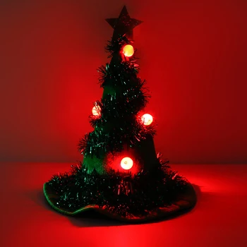 Božično Drevo Klobuk Svetlobna Hat Santa za Božično Kostumi za Odrasle in Otroke