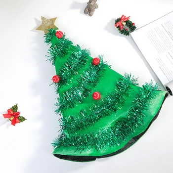 Božično Drevo Klobuk Svetlobna Hat Santa za Božično Kostumi za Odrasle in Otroke