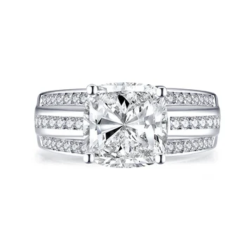 4 Ct Sevalno Cut Sintetični Diamant Udejstvovanje 925 Sterling Srebrni Prstani Poročni Prstan Za Ženske
