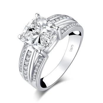 4 Ct Sevalno Cut Sintetični Diamant Udejstvovanje 925 Sterling Srebrni Prstani Poročni Prstan Za Ženske