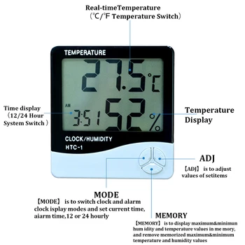 ChanFong Večfunkcijsko Notranja Zunanja Digitalni LCD Temperatura Vlažnost Meter HTC-1/HTC-2 termometer, higrometer Vremenske Postaje