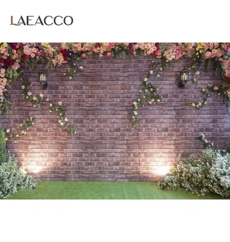 Laeacco Foto Ozadje Zid Cvetlični Venec Poročni Luč Travo Baby Portret Fazi Fotografija Ozadje Foto Studio