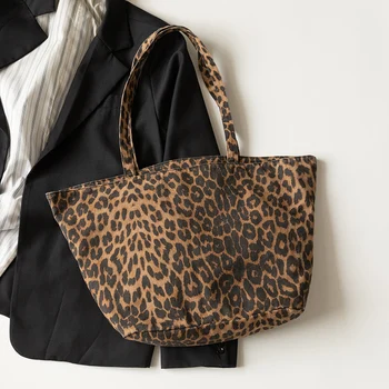 Priložnostne tote vrečke za ženske big vrečko oblikovalec prosti čas visoke kakovosti torbici, velike zmogljivosti, Leopard Tiskanja platno vrečko za nakupovanje