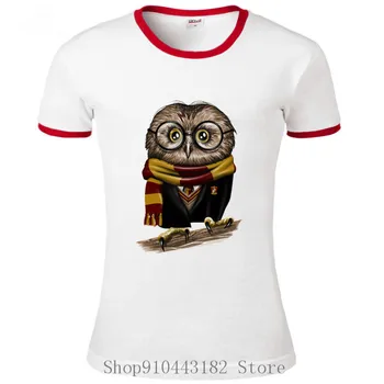 Parodija Moda Srčkan Harry Sova Majica s kratkimi rokavi Ženske Geek Bradavičarke Vrh Hipster Tees Novost Magic Čarovnik T-Shirt Owly Potter-ljubimec Tshirt