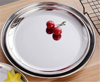 Visoka kakovost korejski 304 nerjavno jeklo, Okroglo zrezek ploščo pladenj ene plasti lasišča konča ogledalo zrezek pladenj za peko na žaru namizna Jed
