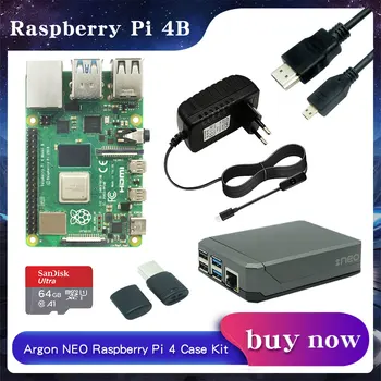 Raspberry Pi 4 Model B 2GB/4GB/8GB RAM +Argon NEO Aluminijasto Ohišje + Napajalnik + 32/64 GB SD Kartica + Micro Kabel za RPI 4