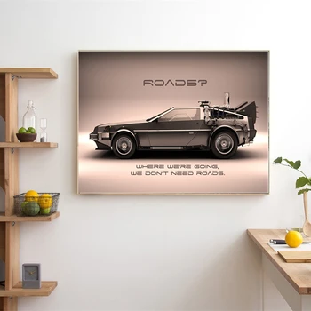 Nazaj Prihodnosti DeLoreaner Avto Filmska Platna, Plakati, Tiskanje Steno Umetnosti Slikarstva Dekorativne Slike Dnevna Soba Dekoracijo Doma Umetnine