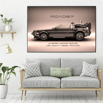 Nazaj Prihodnosti DeLoreaner Avto Filmska Platna, Plakati, Tiskanje Steno Umetnosti Slikarstva Dekorativne Slike Dnevna Soba Dekoracijo Doma Umetnine