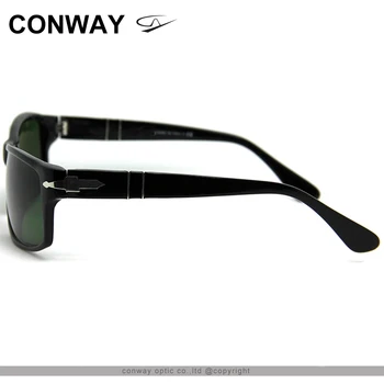 Conway Retro sončna Očala Mens Pravokotne Nerd blagovne Znamke Oblikovalec Osebnih sončna Očala 70 Polno Platišča Acetat Odtenki Očala Črna