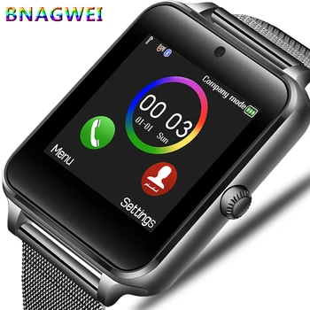 LIGE Novih Pametnih Moških Watch Telefonom Bluetooth, Kamera iz Nerjavečega jekla, trak šport Pedometer Smartwatch Android relogio inteligente+Box