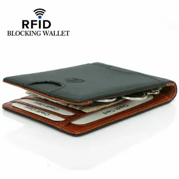 Slim Minimalističen Sprednji Žep RFID Blokiranje Kartice Pravega Usnja, Listnice za Moške