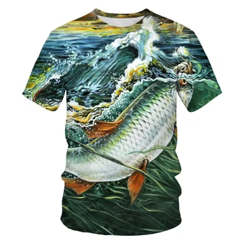 Poletje ocean ribolov 3D tiskanje moda za moške in ženske majice mehko teksturo priložnostne moška oblačila majica s kratkimi rokavi moški, narejene na Kitajskem