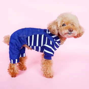 PETCIRCLE Hot Dog Psiček Obleko Blue &White Stripes Kombinezon Fit Majhen Pes, Mačka Hišne Vseh Letnih časih Pet Srčkan Kopalke Psa Oblačila Plašč