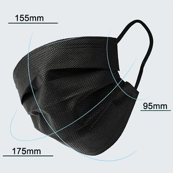 50/100 Kos Razpoložljivi Usta Maska Črna 3-layer Non-woven Dustproof za boj Proti onesnaževanju Maske na Prostem Varstvo Masko Na Zalogi