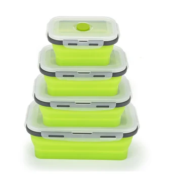 Upogljivi Posode za Shranjevanje Hrane - 4 Paket Silikonski Bento Kosilo Škatle za Večkratno uporabo brez BPA in Mikrovalovni pečici Varno Kosilo Posode