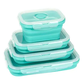 Upogljivi Posode za Shranjevanje Hrane - 4 Paket Silikonski Bento Kosilo Škatle za Večkratno uporabo brez BPA in Mikrovalovni pečici Varno Kosilo Posode
