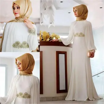 Elegantno Muslimanskih Večerne Obleke Z Dolgimi Rokavi Islamske Arabski Večerno Obleko Dubaj Formalno Maturantski Obleki Z Hidžab Bele Žene Stranka Obleke