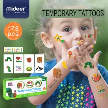 MiDeer začasne tetovaže otrok tetovaže nalepke zelo lačna gosenica iz eric carle nepremočljiva priting igrača za otroke 3Y+