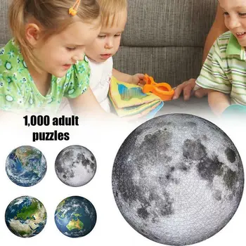 1000 kos Krog Geometričnih Foto Puzzle Odrasli Otroci Darilo Izobraževalne Igrače, Vesolje, Zemlja, Luna Mavrični Planet Jigsaw