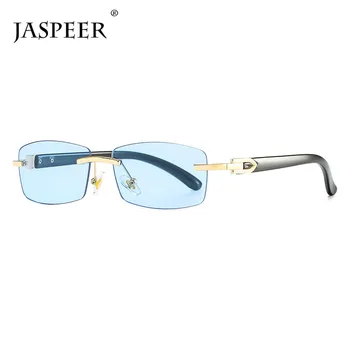 JASPEER Retro Pravokotnik sončna Očala Moške blagovne Znamke Oblikovalec Rimless sončna Očala Ženske UV400 Vožnje Jasno Odtenkih Modnih Očal
