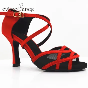 Zapatos De Baile latinski Ples Čevlji Rdeče Barve S Črno Velikosti Očesa NAS 4-12 8,3 cm Višina Pete Strokovne NL233