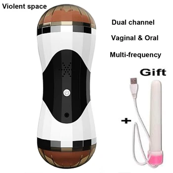Multi-hitrosti Realistična Vagina & Oralni Seks Pralni Moški Masturbator Za Človeka Žep Silikonska Muca Vibrator Igrač Za Moške Blowjob