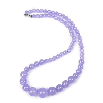 Vijolična vijolična Chalcedony Jasmina nakit ogrlica velikodušno temperament pol gem ogrlica 6-14 mm kroglice žensk Ogrlica