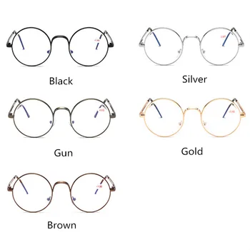 YOOSKE -1.0-1.5-2.0-2.5-3.0-3.5 -4 Končal Kratkovidnost Očala Ženske Kovinski Krog Anti-modra svetloba Očala Moških Kratkovidan Očala