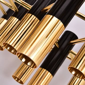 črno in zlato kovinsko aluminijasto cev lestenec lučka Italija sodobno oblikovanje ukinitev svetlobe za LED lestenec