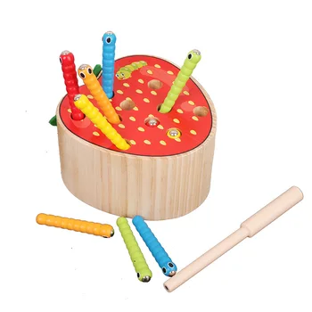 8 Stilov Uganke Lesene Ujeti Žuželke Igre Magnetni Ribolov Montessori Igre Magnetni Ulov Caterpillar Za Otroke, Igrače,