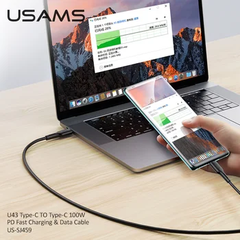 USAMS 100W Tip-C Tip-C QC3.0 PD Hitro Polnjenje Kabel USB C Kabel Za Ipad, Macbook, Iphone Xiaomi Samsung Tablični Podatkovni Kabel