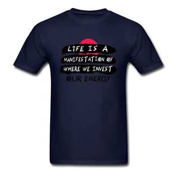 Življenje Je Izraz T Shirt Novega Modela, T-shirt Moški Pismo Tshirt Pozitivno Rekel Oblačila po Meri Ekipa Vrhovi Tees Temno Modra