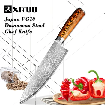 XITUO Visoke kakovosti pripomoček nož Kuhinjski nož Japonski VG10 73 plast Damask jekla odrezanje nož leseni ročaj Boning nož Orodja