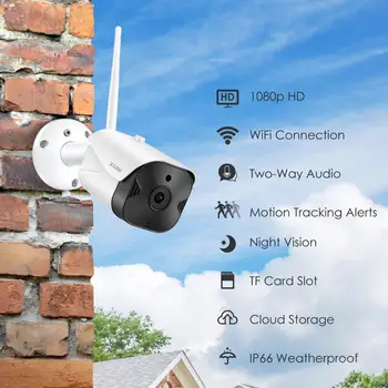 ZOSI HD 2MP, Wifi IP Kamera 1080P Brezžični CCTV Bullet nadzorna Kamera na Prostem, dvosmerni Audio Varnostne Kamere Cloud Storitev