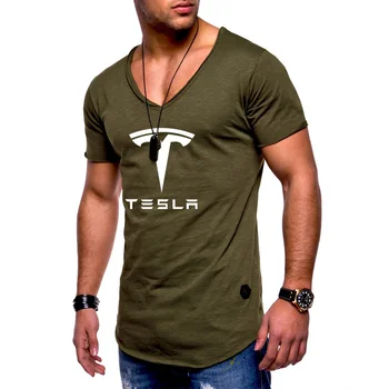 Nov Poletni Mens Kratek Rokav Tesla Car priložnostni Logotip enobarvni Bombaža Moške majice s kratkimi rokavi Moda Harajuku Moški