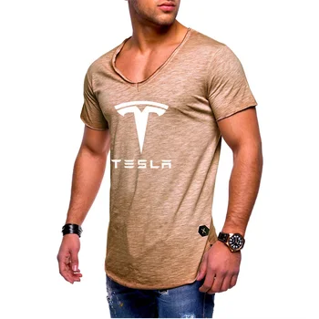 Nov Poletni Mens Kratek Rokav Tesla Car priložnostni Logotip enobarvni Bombaža Moške majice s kratkimi rokavi Moda Harajuku Moški