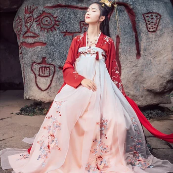 Kitajski Tradicionalni HanFu Ženske Fotografija Obleko Pravljice, Cosplay Ljudska Noša Starih Novo Leto Stranka Vezenje Hanfu Obleko gril