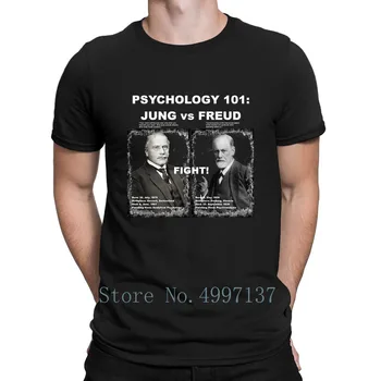 Psychologys 101 Jung Vs Freud Majica Bombaž Pomlad Jesen Prosti Čas Okrogle Ovratnik Natisnjeni Komična Družinska Darilo Majica