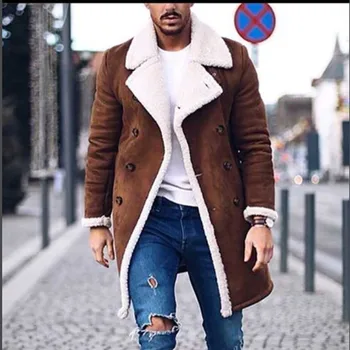 Moški Nepremočljiva, Windproof Zimsko Jakno za Moške Volne Toplo Zimo Jarek Dolgo Outwear Gumb Smart Suknji Coats