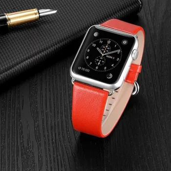 Pravega Usnja apple watch Series 3 2 1 razredi 42mm z Nerjavno Kovinsko pametno Gledati Opremo Trak Zapestnica za iWatch 38 mm