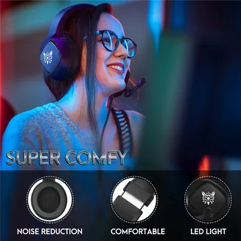 ONIKUMA K19 čelade Gaming Heaset PS4 PC Gamer Stereo Slušalke Slušalke z Mikrofonom/LED Luč za Xbox En/Prenosnik Tablet/Telefon