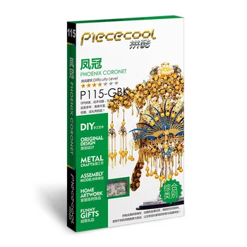 Piececool Phoenix Coronet 3D Kovinski Model Kompleti DIY Sestavljanje Puzzle Laser Cut Jigsaw Stavbe Igrače Darilo P115-GBK
