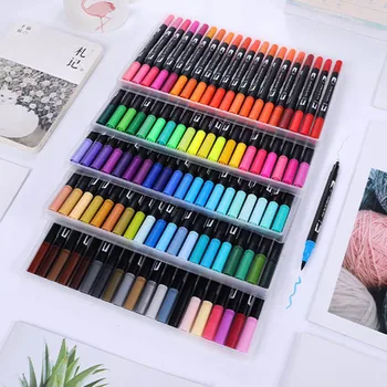 Dvakrat Vodil Akvarel Marker 48-Barve Art Soft-Vodja Slikarstvo Brush Set 24-Barvni Flomaster Kavelj Vrstici Pero Pisarniške Tiskovine